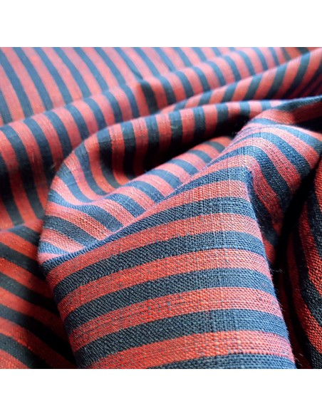 Tissu, Tailleur Rayures, Rouge et Bleu Marine, Laize 150 cm, 100% Polyester Fluide