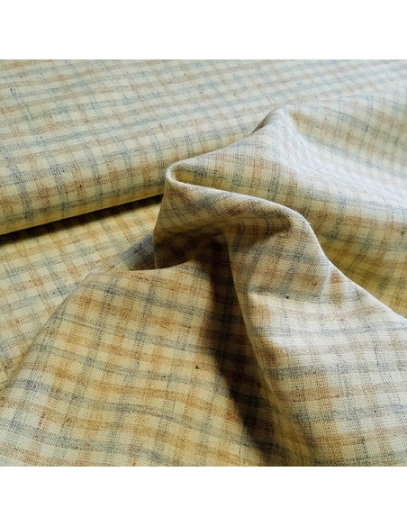 Tissu, Lin Mélangé Rayures, Jaune, Laize 150 cm, 85% Polyester 15% Lin