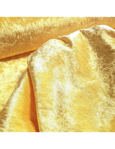 Tissu, Panne de Velours Unie, Jaune Citron, Laize 150 cm, 100% Polyester 165g/m²