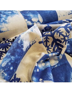 Tissu, Aspect Lin Flocons, Bleu, Laize 140 cm, 80% Coton 20% Polyester 2