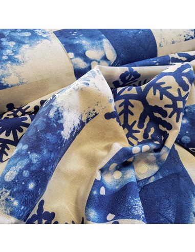 Tissu, Aspect Lin Flocons, Bleu, Laize 140 cm, 80% Coton 20% Polyester