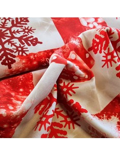 Tissu, Aspect Lin Flocons, Rouge Vif, Laize 140 cm, 80% Coton 20% Polyester 200g/m² 2