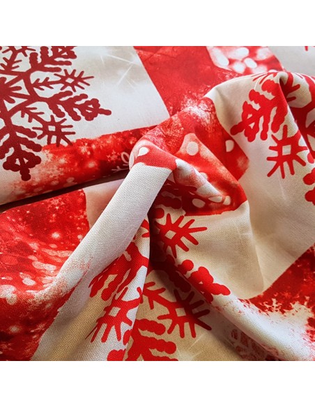 Tissu, Aspect Lin Flocons, Rouge Vif, Laize 140 cm, 80% Coton 20% Polyester 200g/m²