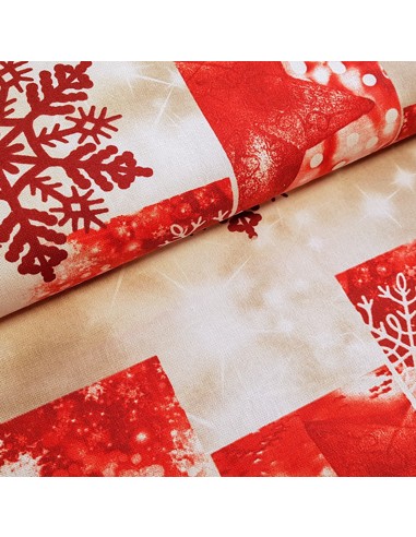 Tissu, Aspect Lin Flocons, Rouge Vif, Laize 140 cm, 80% Coton 20% Polyester 200g/m²
