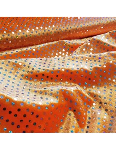 Tissu, Panne de Velours Disco, Orange Vif, Laize 150 cm, 100% Polyester 2