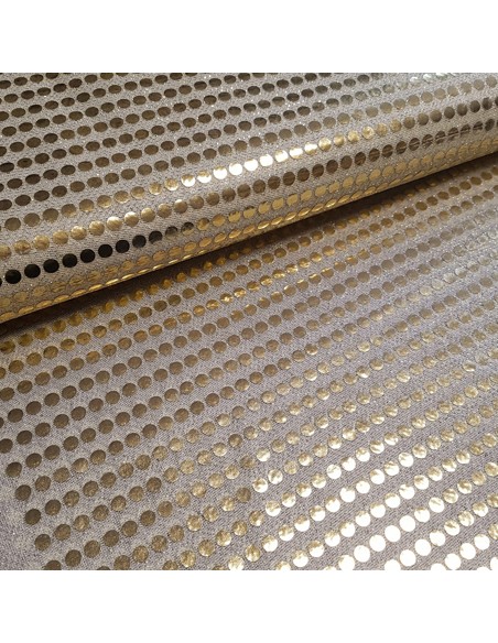 Tissu, Strass Disco, Beige, Laize 100 cm, 100% Polyester