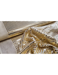 Tissu strass disco beige 2