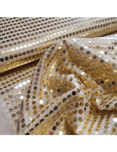 Tissu, Strass Disco, Beige, Laize 100 cm, 100% Polyester