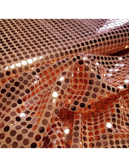 Tissu, Strass Disco, Saumon, Laize 100 cm, 100% Polyester