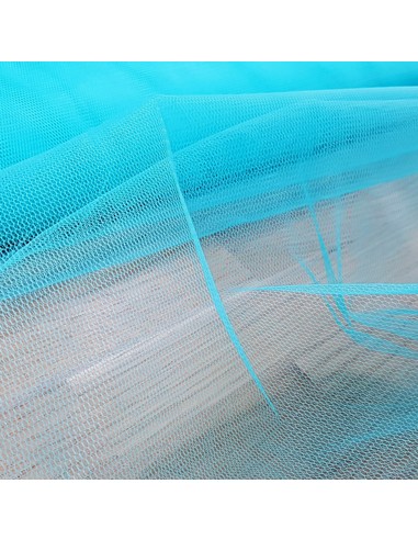 Tissu, Tulle Rigide Uni, Bleu Turquoise Intense, Laize 150 cm, Polyester/Polyamide 18g/m²