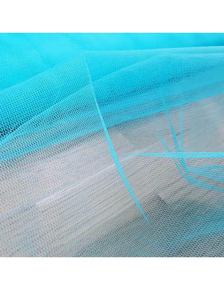 Tissu, Tulle Rigide Uni, Bleu Turquoise Intense, Laize 150 cm, Polyester/Polyamide 18g/m²
