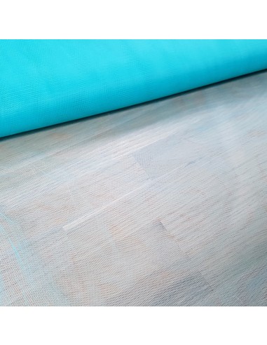 Tissu, Tulle Rigide Uni, Bleu Turquoise Intense, Laize 150 cm, Polyester/Polyamide 18g/m²