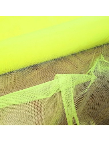 Tissu, Tulle Rigide Uni, Jaune Fluo Intense, Laize 145 cm, Polyamide 18g/m²