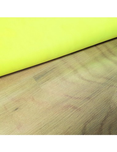 Tissu, Tulle Rigide Uni, Jaune Fluo Intense, Laize 145 cm, Polyamide 18g/m²