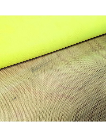 Tissu, Tulle Rigide Uni, Jaune Fluo Intense, Laize 145 cm, Polyamide 18g/m²