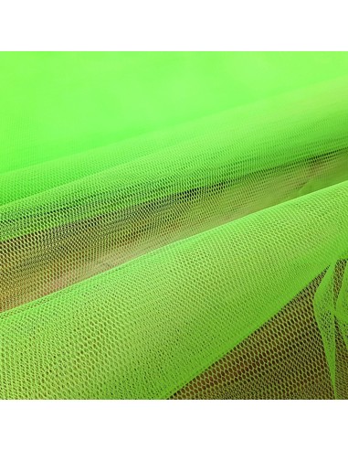Tissu, Tulle Rigide Uni, Vert Clair Fluo Intense, Laize 145 cm, Polyamide 18g/m²
