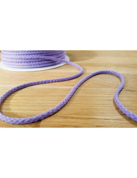 Cordon coton, 4mm, mauve