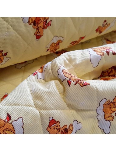 Tissu, Matelassé Imprimé Nounours, Jaune, Laize 150 cm, 69% Coton 31% Polyester