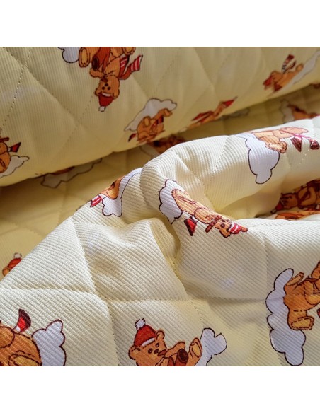 Tissu, Matelassé Imprimé Nounours, Jaune, Laize 150 cm, 69% Coton 31% Polyester