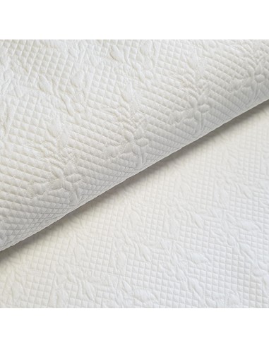 Tissu, Matelassé Stretch Uni, Blanc, Laize 150 cm, 95% Polyester 5% Spandex