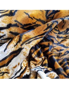 Tissu, Imitation Peau de Tigre, Tons Fauves, Laize 150 cm, 100% Polyester 2