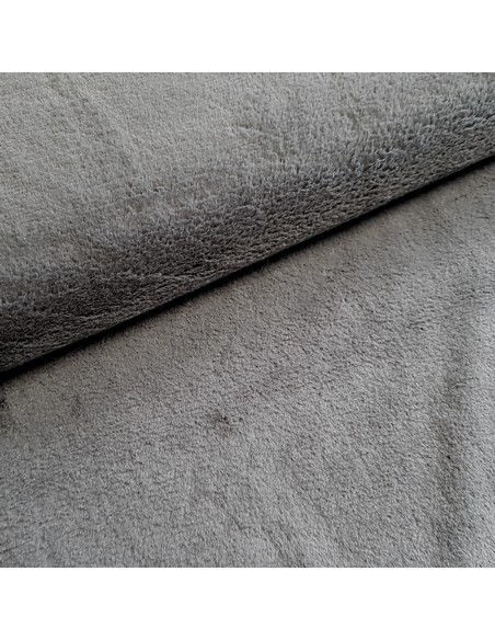 Tissu, Fourrure Uni, Gris Anthracite, Laize 150 cm, 100% Polyester