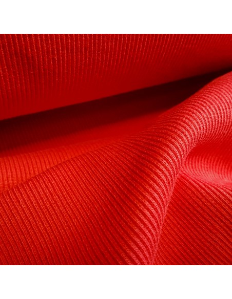 Tissu, Bord-côte tubulaire, Rouge, Laize 27 cm, Coton/Élasthanne
