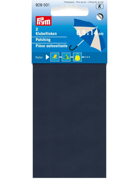 Pièce autocollante, nylon, 6,5 x 14cm, bleu marine