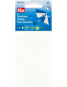 Pièce autocollante, nylon, 6,5 x 14cm, blanc