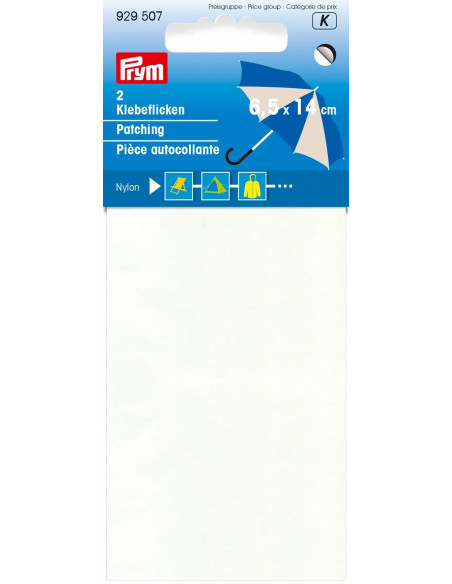 Pièce autocollante, nylon, 6,5 x 14cm, blanc