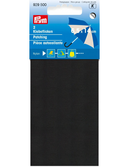 Pièce autocollante, nylon, 6,5 x 14cm, noir