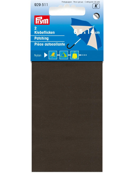 Pièce autocollante, nylon, 6,5 x 14cm, marron