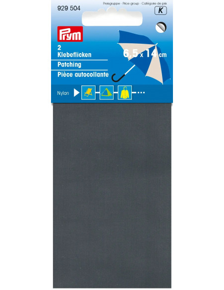 Pièce autocollante, nylon, 10 x 18cm, gris
