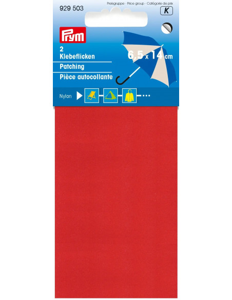 Pièce autocollante, nylon, 6,5 x 14cm, rouge