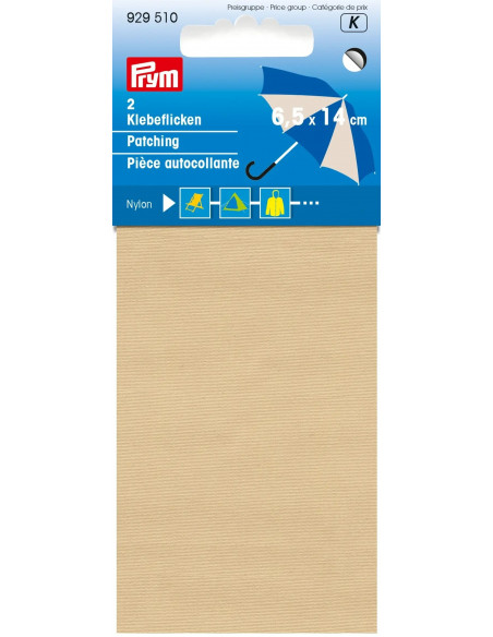 Pièce autocollante, nylon, 6,5x 14cm, beige