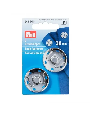 Boutons pression à coudre Prym 30 mm argent | Zephyr Tissus