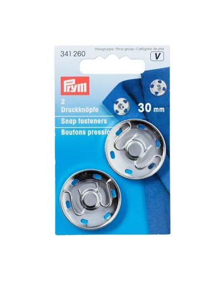 Boutons pression à coudre Prym 30 mm argent | Zephyr Tissus