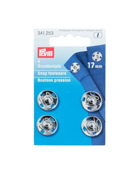 Boutons pression Prym 17 mm argentés | Zephyr Tissus
