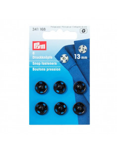 Boutons pression à coudre, 13mm, noir