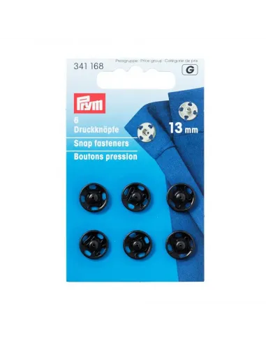 Boutons pression à coudre Prym noirs 9 mm | Zephyr Tissus