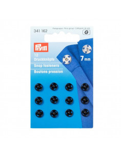 Boutons pression à coudre, 7mm, noir