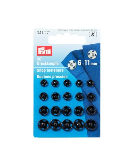 Boutons pression à coudre Prym noirs 6-11 mm | Zephyr Tissus