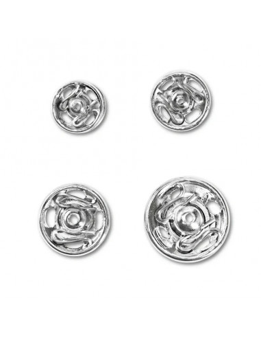 Boutons pression à coudre, 6-11mm, argenté