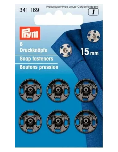 Boutons pression à coudre Prym, Noir 15 mm | Zephyr Tissus