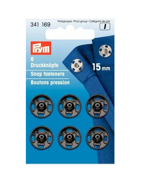 Boutons pression à coudre Prym, Noir 15 mm | Zephyr Tissus