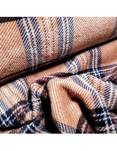 Tissu, Polaire Doudou Carreaux, Vieux Rose, Laize 150 cm, 100% Polyester 2