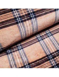 Tissu, Polaire Doudou Carreaux, Vieux Rose, Laize 150 cm, 100% Polyester