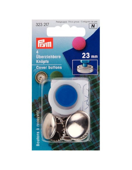 Boutons à recouvrir, avec outil, 23mm, argenté