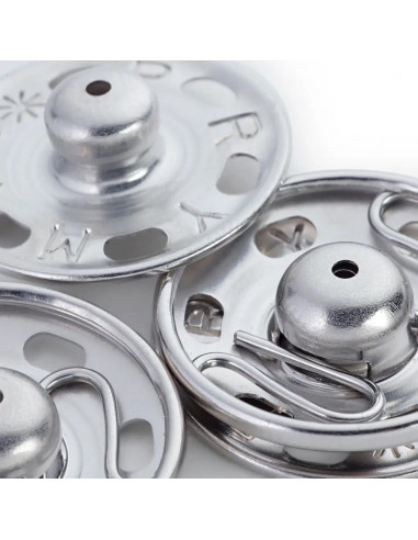 Boutons pression à coudre, 21mm, argenté