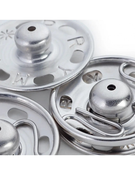 Boutons pression à coudre, 21mm, argenté